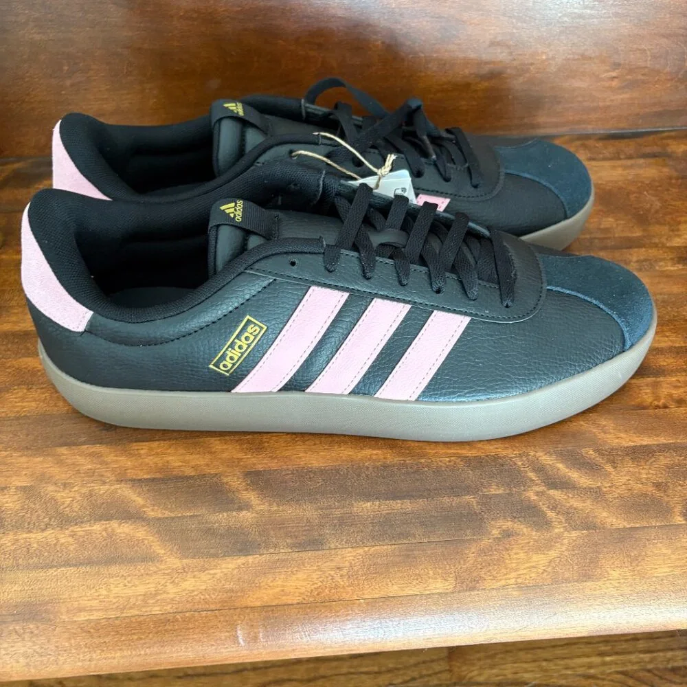Adidas Men's VL Court 3.0 Black and Pink Sneaker JH6610 Athletic Sporty 13